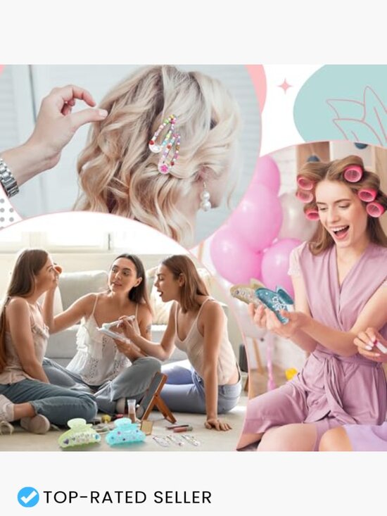 DIY Hair Claw Clip Kit Acrylic Beads Star Pearl Stickers for Women Party main image 5